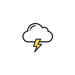 Simple Line Art Illustration of a Thundercloud