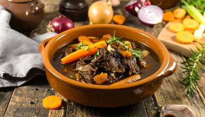 Hearty beef stew in a rustic bowl (1)