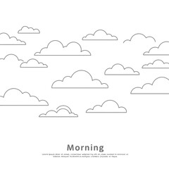 Simple Line Art Illustration of Clouds in a Morning Sky