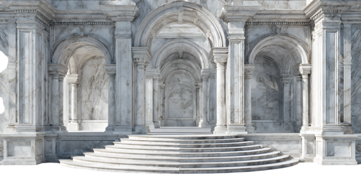 Facade details of St James Cathedral in Sibenik and St John the Baptist Cathedral showing arches and stone architecture