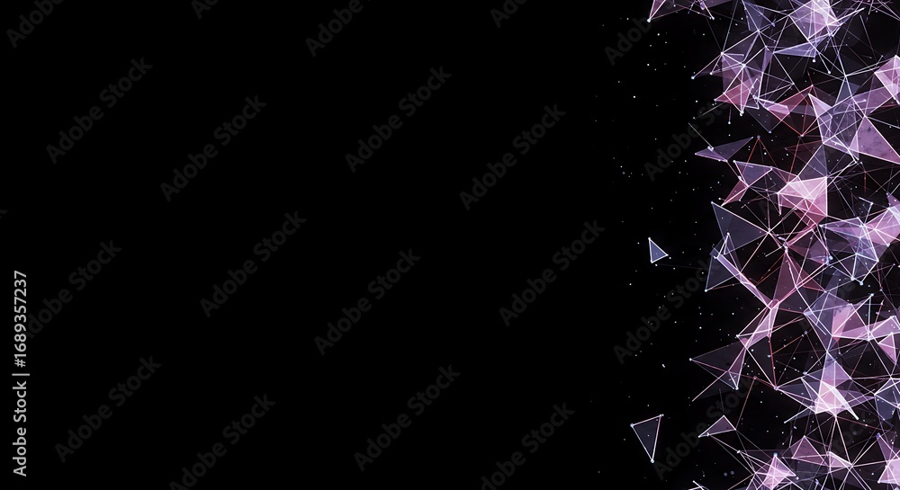 Aufkleber digital technology concept featuring an abstract plexus of purple geometric shapes and connecting li