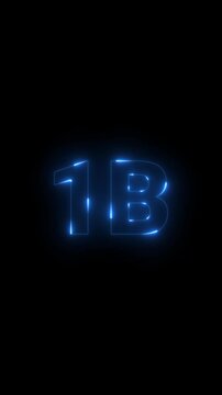 1B Like, view, Followers and subscribers celebration concept. social media milestone motion graphics animation, online audience engagement and celebrating follower achievements on a black background