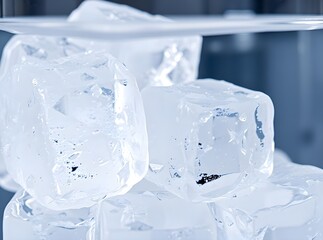 Obraz premium Crystalline Ice Cubes in Refreshing Glass of Water