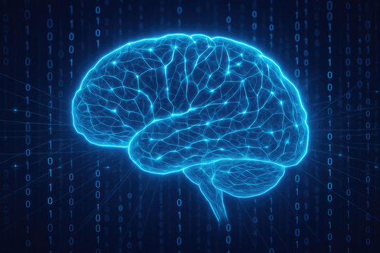 Digital Brain with Neural Network and Binary Code Background human brain artificial intelligence