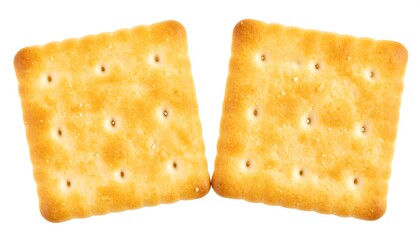 Fototapeta premium Two crackers, golden brown, top view