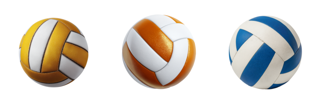 Set of Volleyball with textured surface and precise stitching on transparent png background. Ai generated - Powered by Adobe
