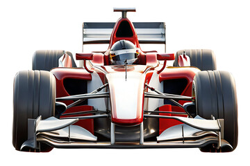 Red and White Formula 1 Race Car Front View Isolated formula 1 car f1 race car isolated on a transparent background