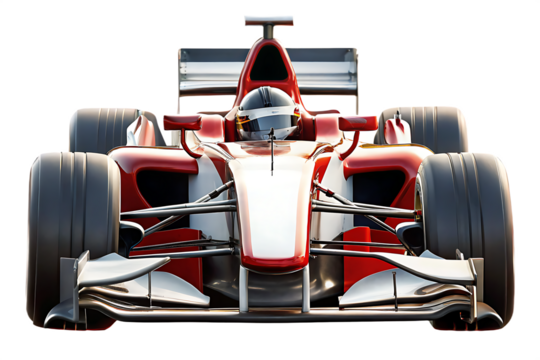 Red and White Formula 1 Race Car Front View Isolated formula 1 car f1 race car isolated on a transparent background