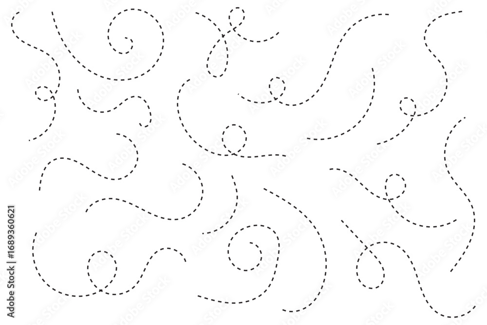 Poster line path. dotted line path. routes set. dotted pathways. airplane routes set. smooth curved route a