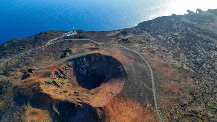Volcanic landscape near Orchilla lighthouse on the southwest coast of the El Hierro island, Canary...