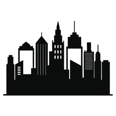 Fototapeta premium Black Silhouette Skyline of Diverse Modern City Buildings cityscape urban