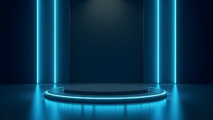 A dark stage with a radiant glow.