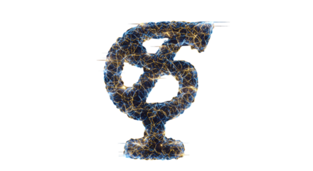 The mysterious symbol glows with power a digital oracle whispering secrets of the future in neon blue and gold against a