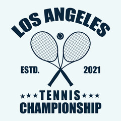 Tennis championship vector t-shirt design. Racket tournament. Tennis college league.