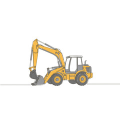 Naklejka premium Yellow Excavator Illustration on White Background