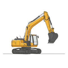 Yellow Excavator Illustration on White Background