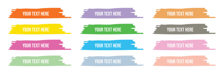 Vector art of colorful brush stroke banner set. frame text brush shape. border text with brush stroke banner. vector illustration