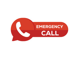 Vector art of emergency call with phone symbol and red color