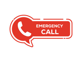 Vector art of emergency call with phone symbol and red color