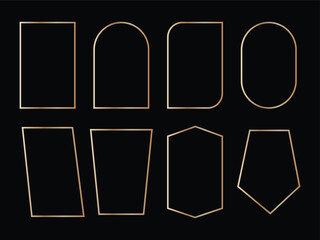 Vector art of set of golden geometric frame isolated on for design