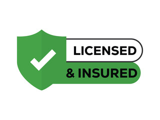 Vector art of licensed and insured badge with shield symbol