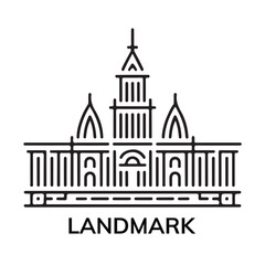 Landmark building linear icon illustration concept
