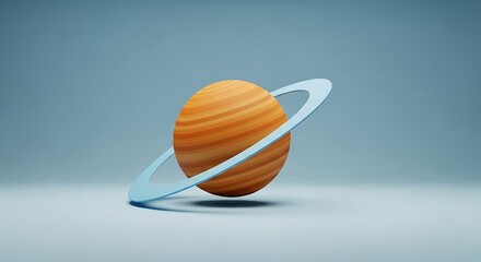 Saturn planet illustration with ring orbiting on a blue background studio shot