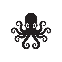 cartoon octopus vector – symmetrical tentacle design with spiral curls and bold eyes on white background.
