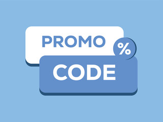 Vector art of promo code vector illustration isolated on light blue background for marketing