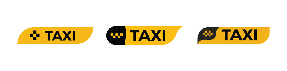 Taxi service sign set for transportation design. automobile transport badge text design element