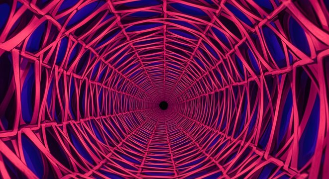 Abstract tunnel vision with pink lines and blue background creating a mesmerizing effect view point