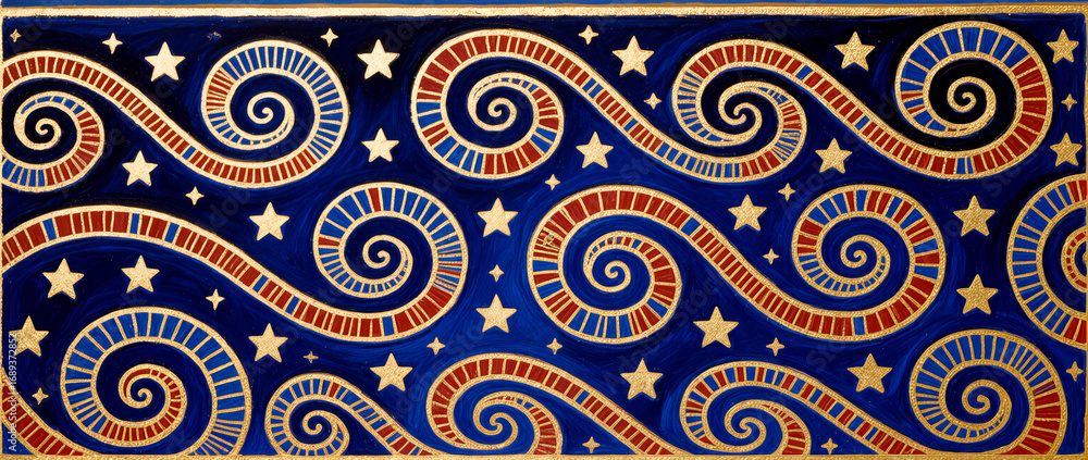 Poster colorful swirls and stars create a vibrant tapestry of patterns