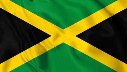 Flag of Jamaica with green, black, and yellow cross design.