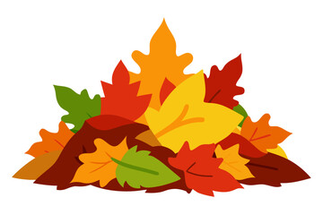 Pile of colorful autumn leaves illustration