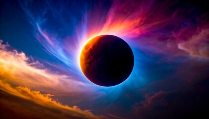 Obraz premium Colorful eclipse in a dramatic sky