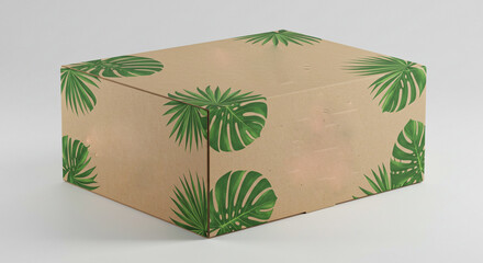 Tropical leaf patterned cardboard box evokes natural beauty and sustainable packaging solutions