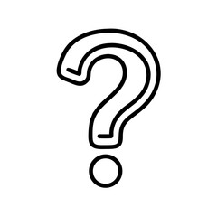 Question mark icon with bold outline and circular dot in black and white simple design vector art
