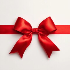 Fototapeta premium A vibrant red ribbon and bow set against a simple background. The ribbon is gracefully tied into a bow, perfect for gifting. 