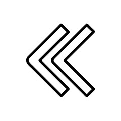 A simple graphic featuring two left pointing arrows stacked on top of each other in a minimalist style design