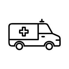 Fototapeta premium An illustration of a simple ambulance with a cross on its side and wheels ready for emergency response