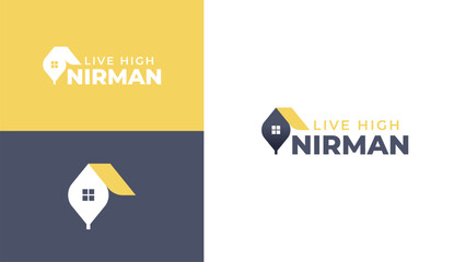 Construction Logo with Trowel and House Icon. Abstract construction, building logo symbol.