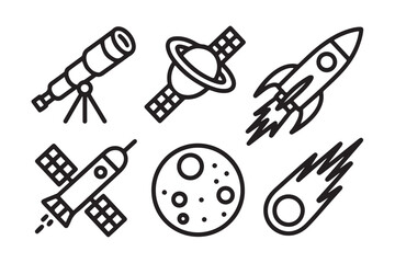 Vector icons of space and astronomy elements