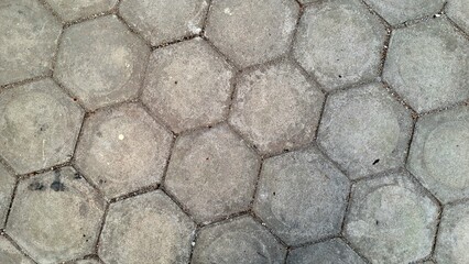 Worn Old Small Paving Road Texture Background, Detailed Grunge Street Wallpaper for Surface Decoration