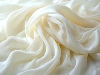 Obraz premium Soft, delicate white silk drapes elegantly in a swirl of subtle shadows. Use this texture for backgrounds or to showcase product presentations.
