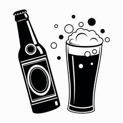 Classic Beer Bottle and Glass Icon

