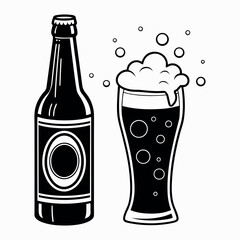 Classic Beer Bottle and Glass Icon
