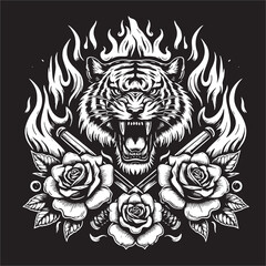 A illustrator vector of tiger head crossed bone 