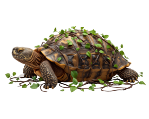 Majestic Tortoise Adorned with Lush Vines, Embodiment of Nature's Serenity and Ancient Wisdom