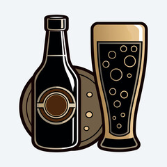Classic Beer Bottle and Glass Icon

