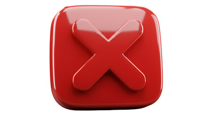 Fototapeta premium A stark red X a symbol of rejection against darkness signifying denial error or correction with a glossy 3D render and a